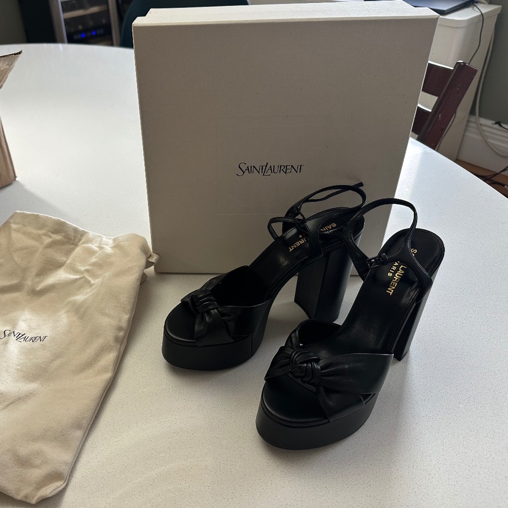 Saint Laurent Bianca Platform Sandals BLACK size 39 - Picture 3 of 5